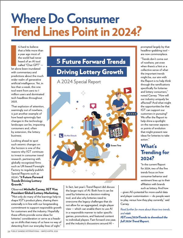 Public Gaming International Magazine article: Where Do Consumer Trend Lines Point in 2024?