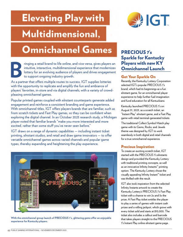 Public Gaming International Magazine article: Elevating Play with Multidimensional, Omnichannel Games