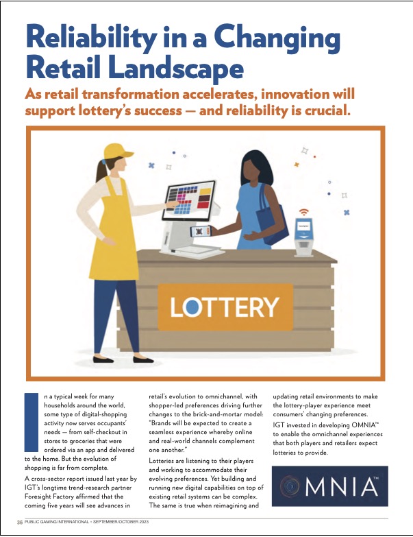 Public Gaming International Magazine article: Reliability in a Changing Retail Landscape