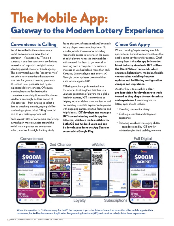 Public Gaming International Magazine article: The Mobile App: Gateway to the Modern Lottery Experience