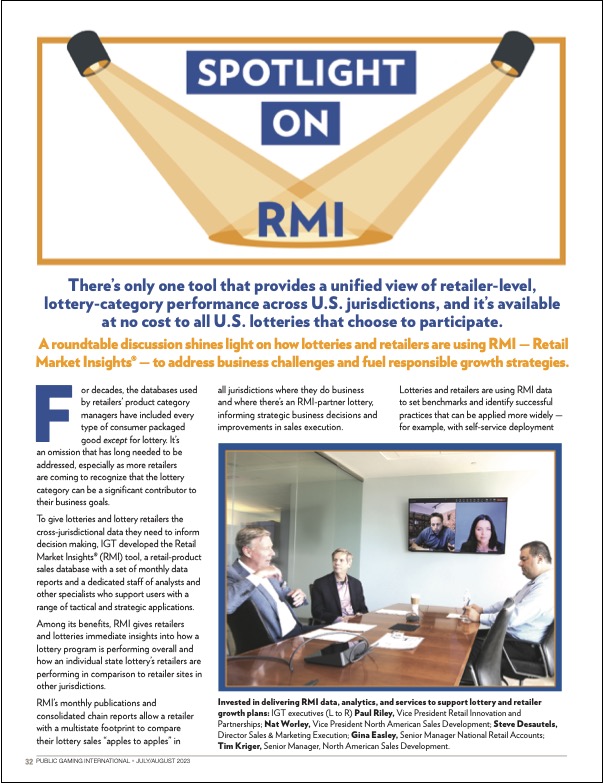 Public Gaming International Magazine article: Spotlight on RMI