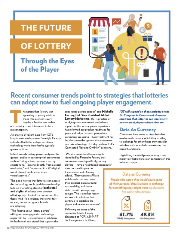 Public Gaming International Magazine article: The Future of the Lottery