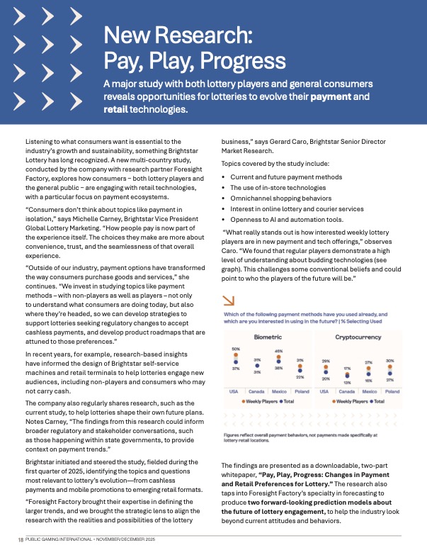 Public Gaming International Magazine article: New Research: Pay, Play, Progress