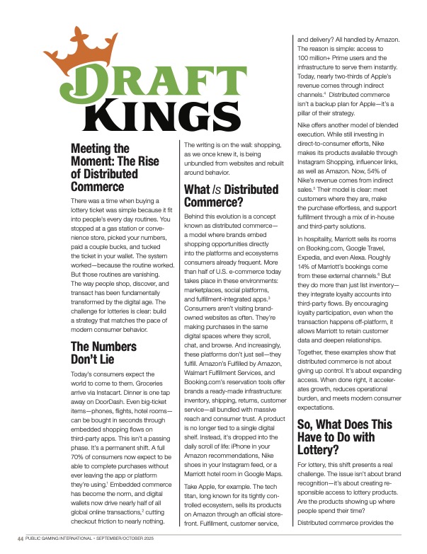 Public Gaming International Magazine article: Meeting the Moment: The Rise of Distributed Commerce