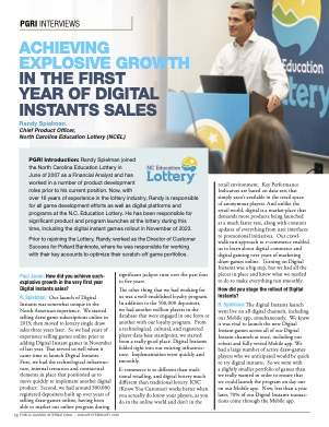 Public Gaming International Magazine interview or guest article: Achieving Explosive Growth: In the First Year of Digital Instant Sales