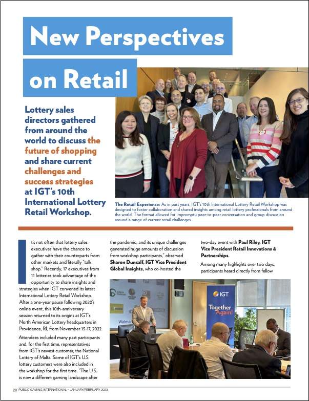 Public Gaming International Magazine article: New Perspectives on Retail