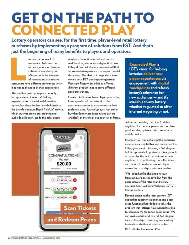 Public Gaming International Magazine article: Get on the Path to Connected Play
