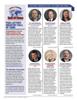 Public Gaming International Magazine interview or guest article: PGRI Lottery Industry Hall of Fame