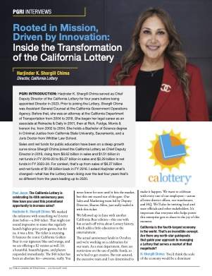Public Gaming International Magazine interview or guest article: Rooted in Mission, Driven by Innovation: Inside the Transformation of the California Lottery