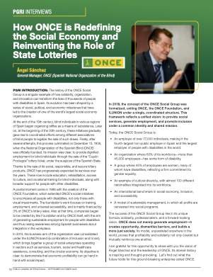Public Gaming International Magazine interview or guest article: How ONCE is Redefining the Social Economy and Reinventing the Role of State Lotteries