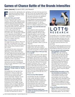 Public Gaming International Magazine interview or guest article: Games-of-Chance Battle of the Brands Intensifies